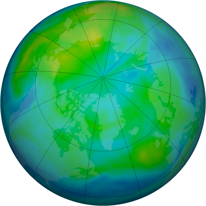 Arctic ozone map for 20 October 2009